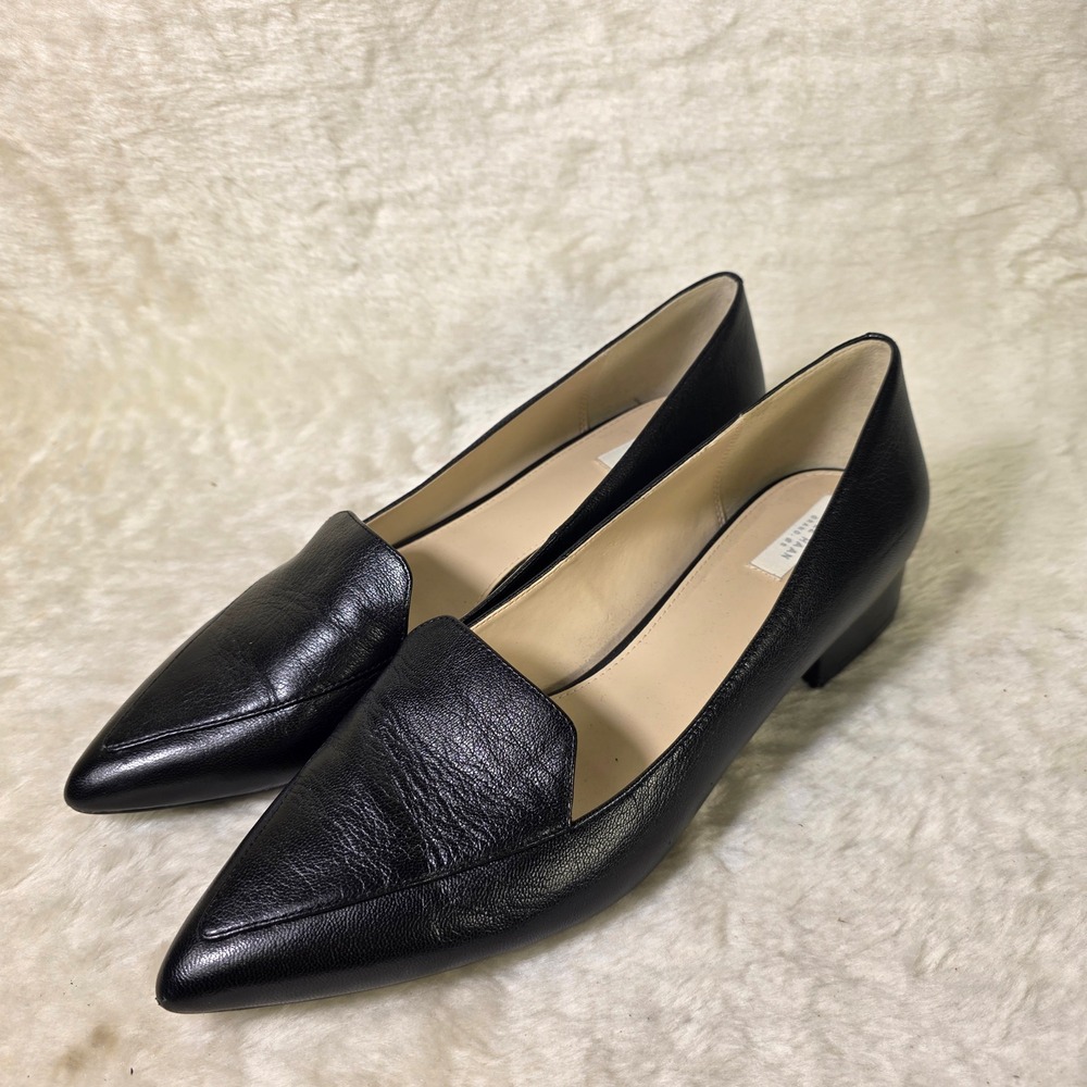 Cole Haan Grand.OS Pointed Toe Loafer Pumps Black Pebbled Leather Womens 10B